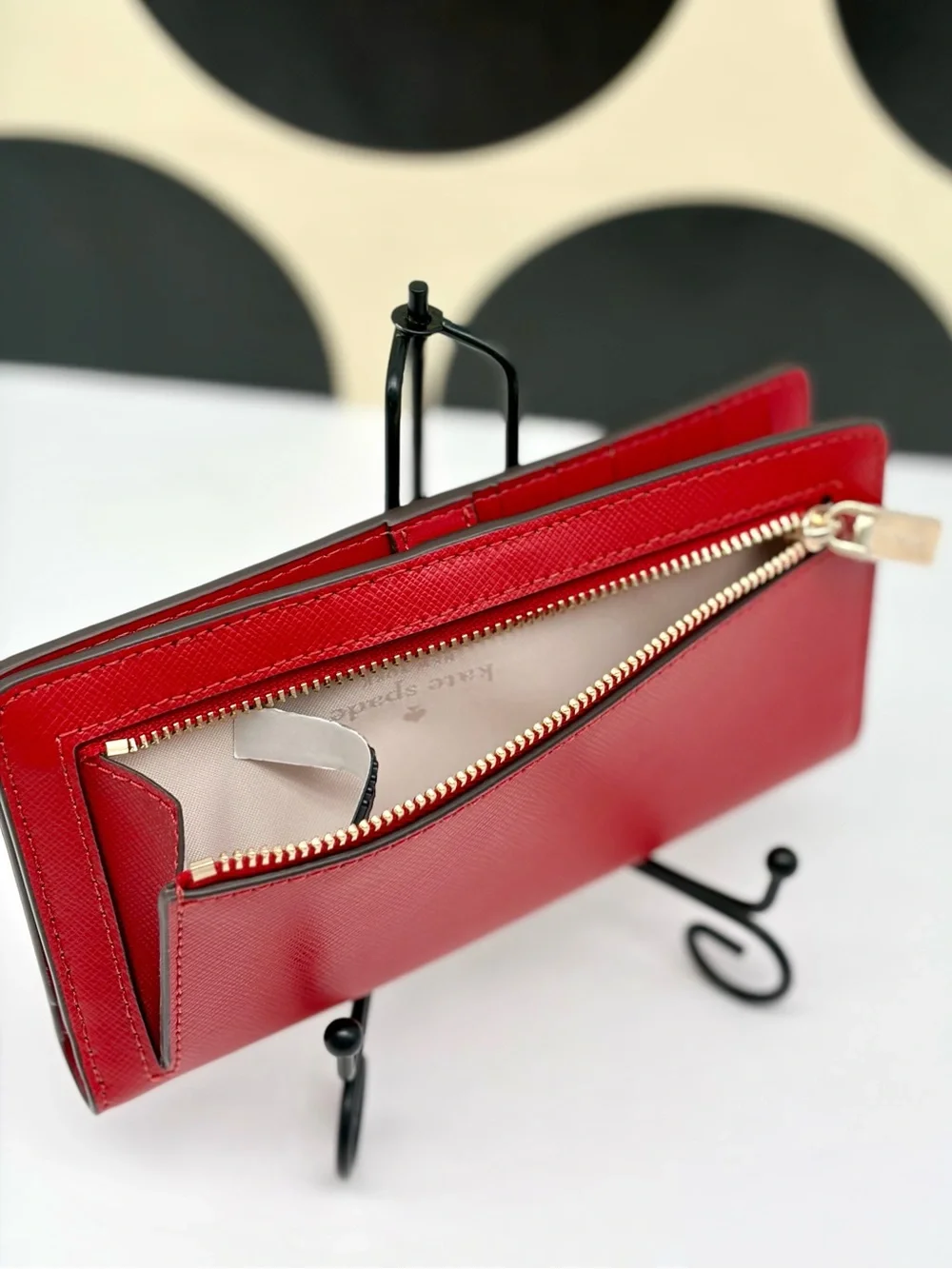 Kate Spade Large Madison Slim Bifold Wallet Red NWT
